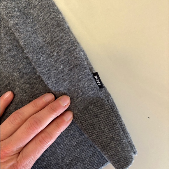 HUGO BOSS $199 Wool Cashmere Men Sweater with Zip Neck Grey Size L